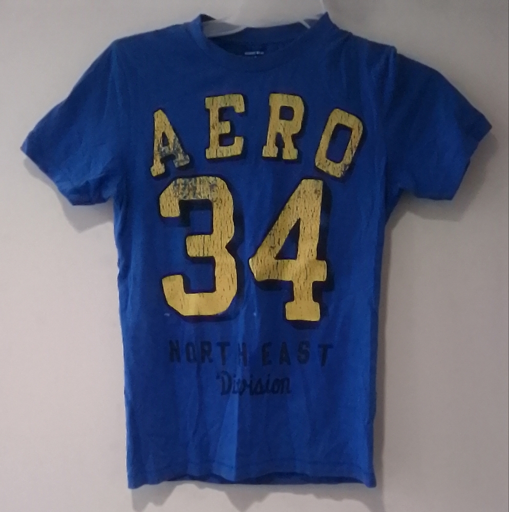 Aeropostale Kids Blue Tee with Bold Yellow Graphic NWOT